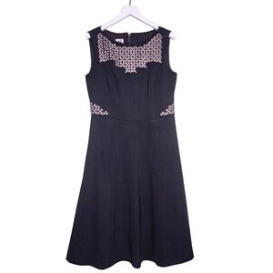 Anne Klein A-Line Dress Sleeveless Black Tan A-Line Feminine Pockets Cocktail 4